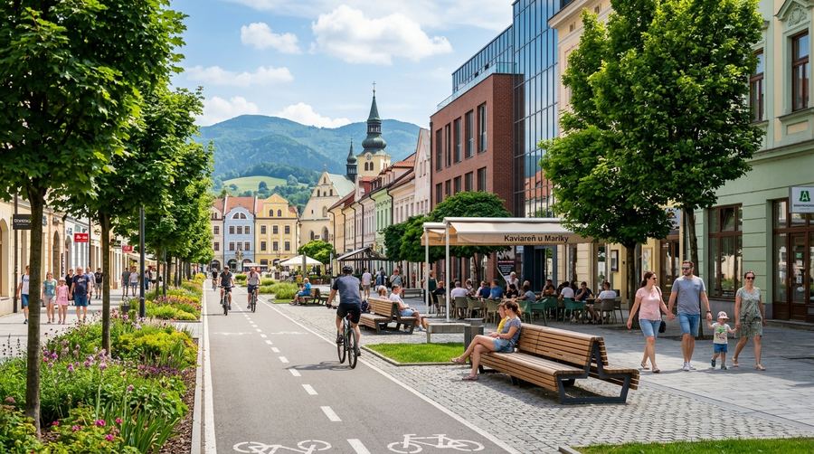 Moderné pešie zóny, cyklotrasy a zeleň v Žiline